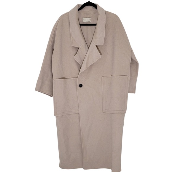Nap Jackets & Blazers - Nap Loungewear Londyn Shawl Collar Oversized Long Coat XXS Merino Wool Cream